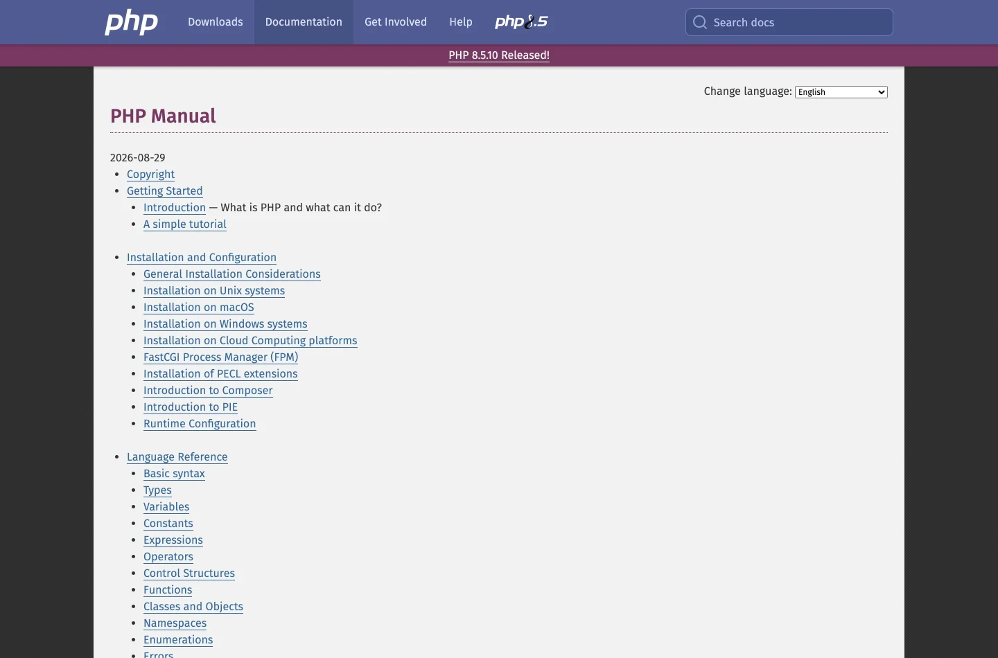 Индекс функций в руководстве php.net, одна страница, несущая тысячи внутренних ссылок на страницы отдельных функций.